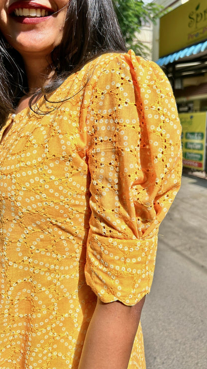 Floral Printed Hakoba Kurti