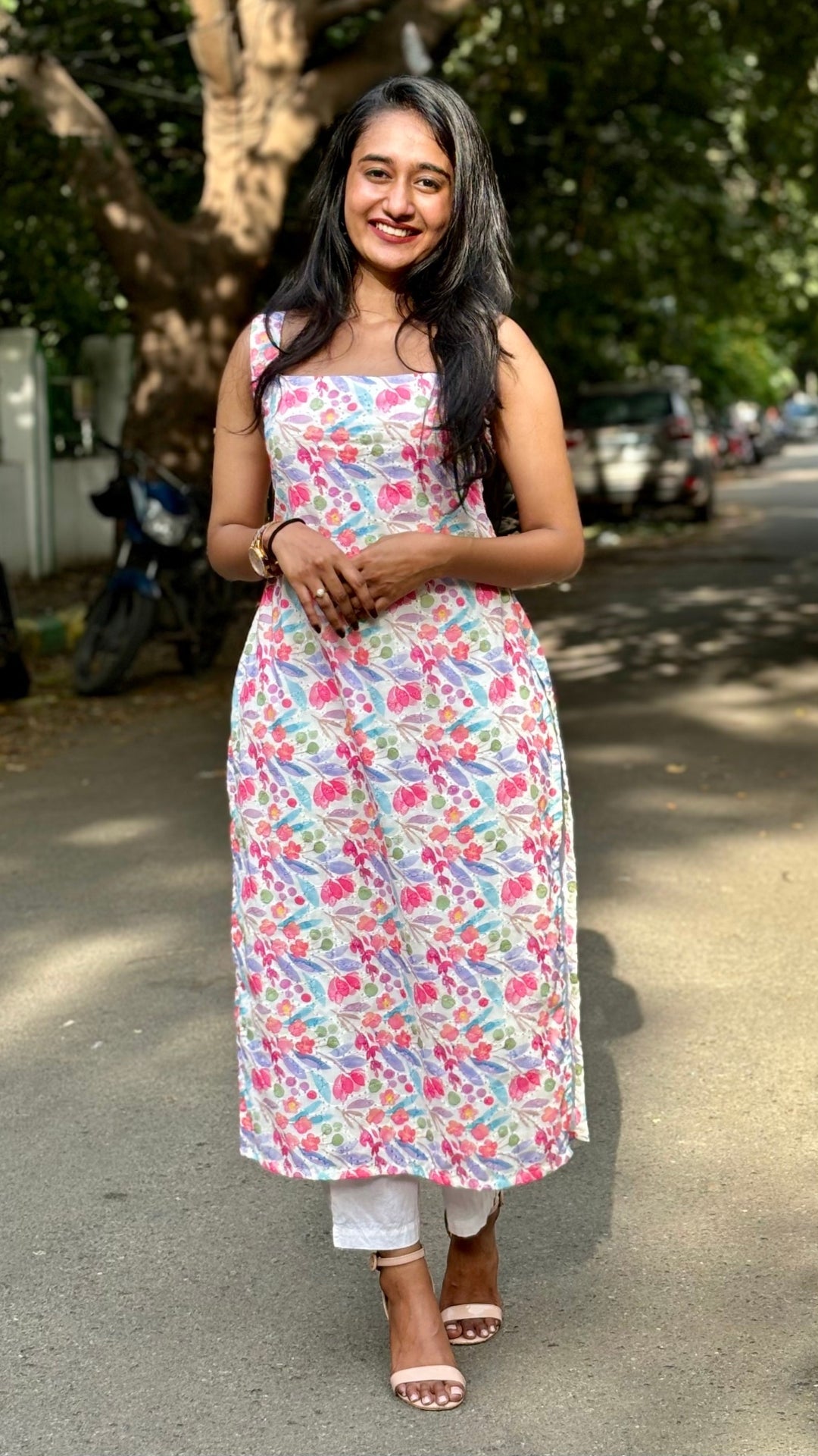 Floral Printed Cotton Hakoba Kurti