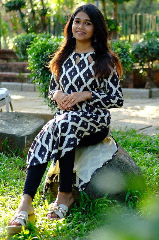 Delightful Black and White Kurti