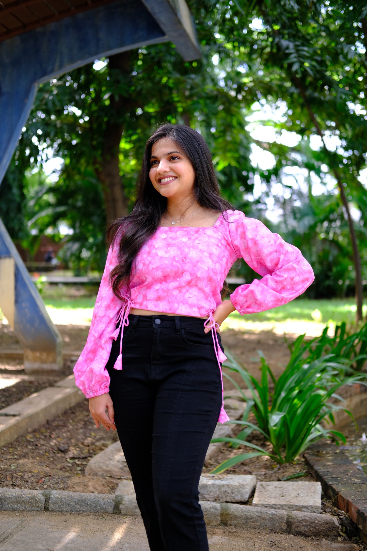 Pink Floral printed Crop Top